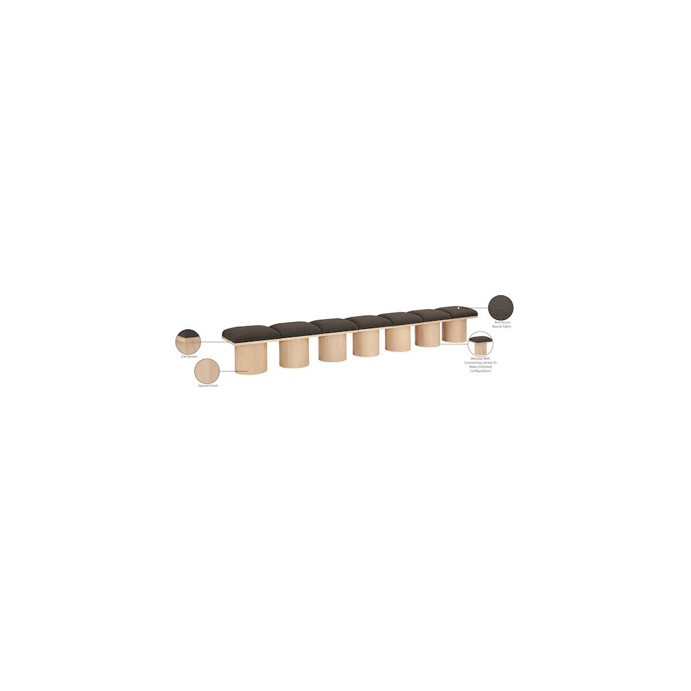Pavilion Brown Boucle Fabric Bench