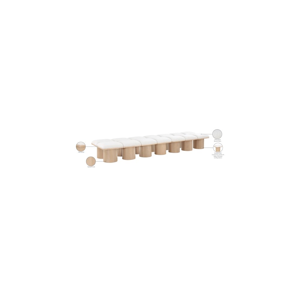 Pavilion Cream Boucle Fabric Bench