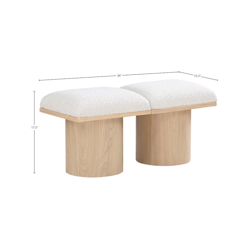 Pavilion Cream Boucle Fabric Bench