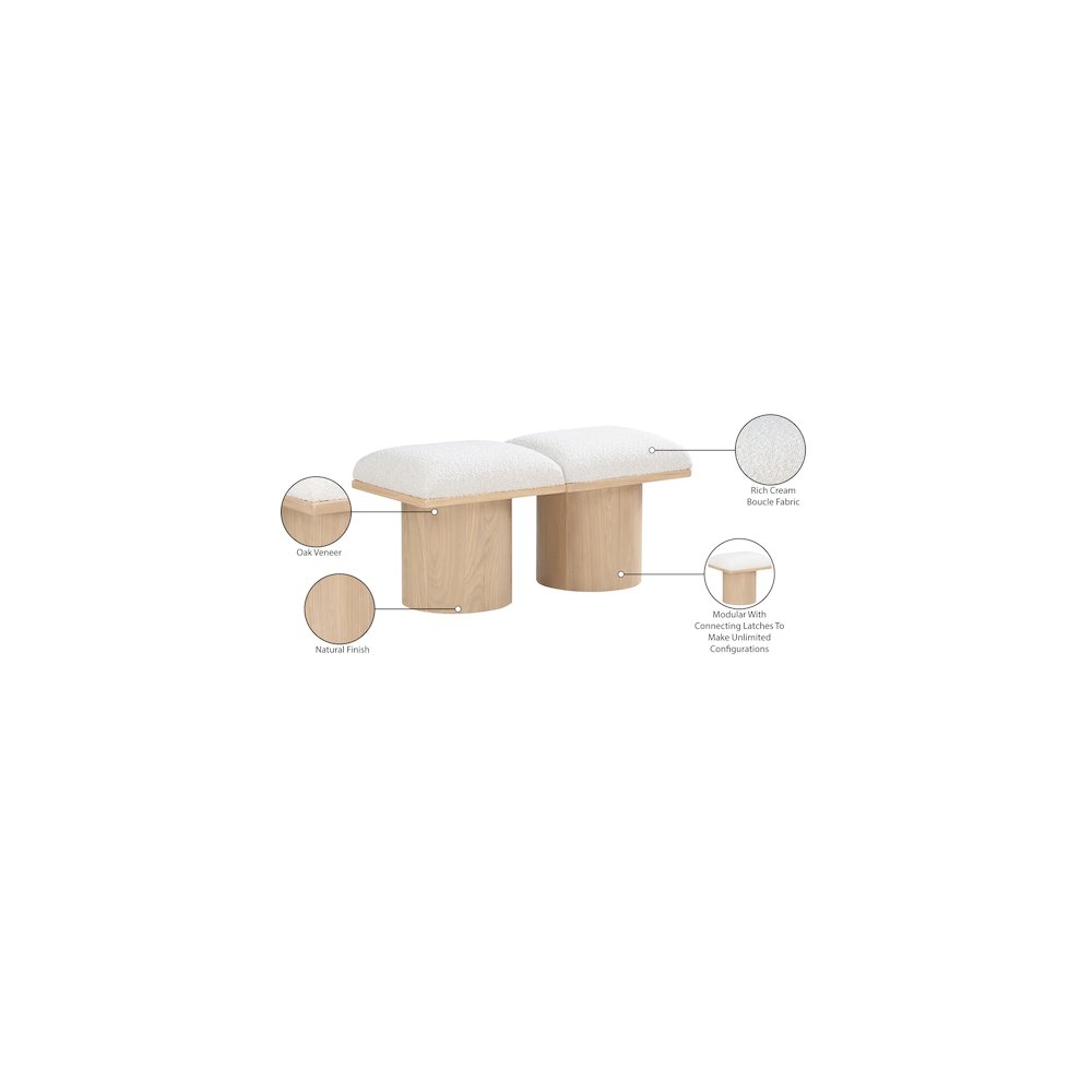 Pavilion Cream Boucle Fabric Bench