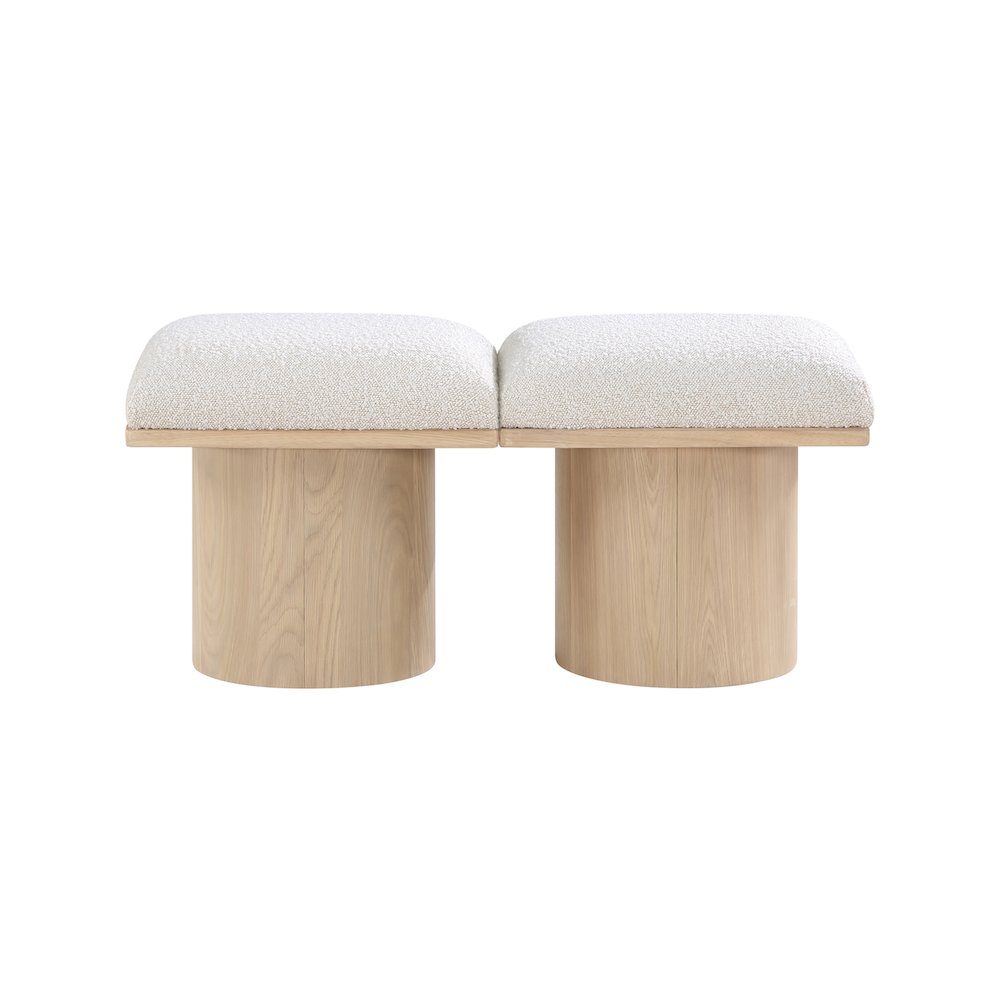 Pavilion Cream Boucle Fabric Bench