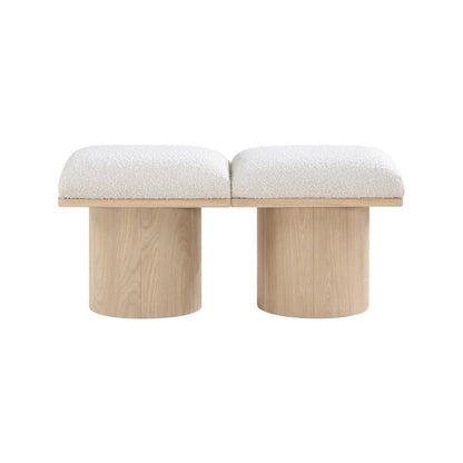 Pavilion Cream Boucle Fabric Bench