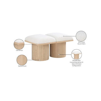 Pavilion Cream Boucle Fabric Bench