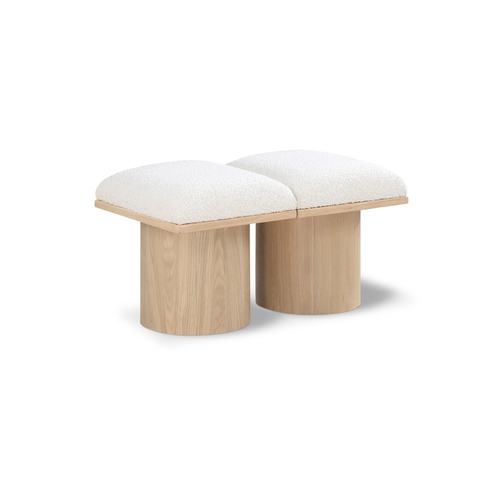 Pavilion Cream Boucle Fabric Bench