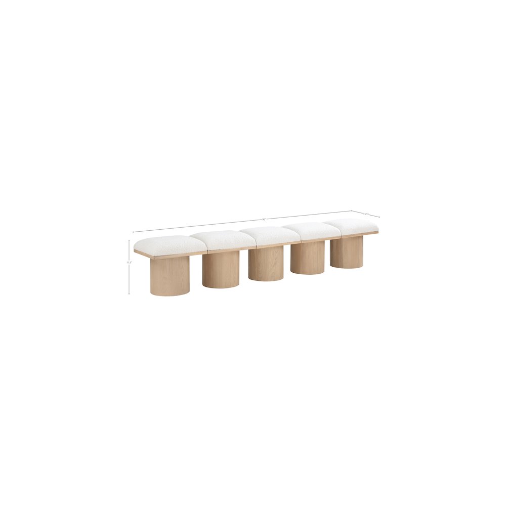 Pavilion Cream Boucle Fabric Bench