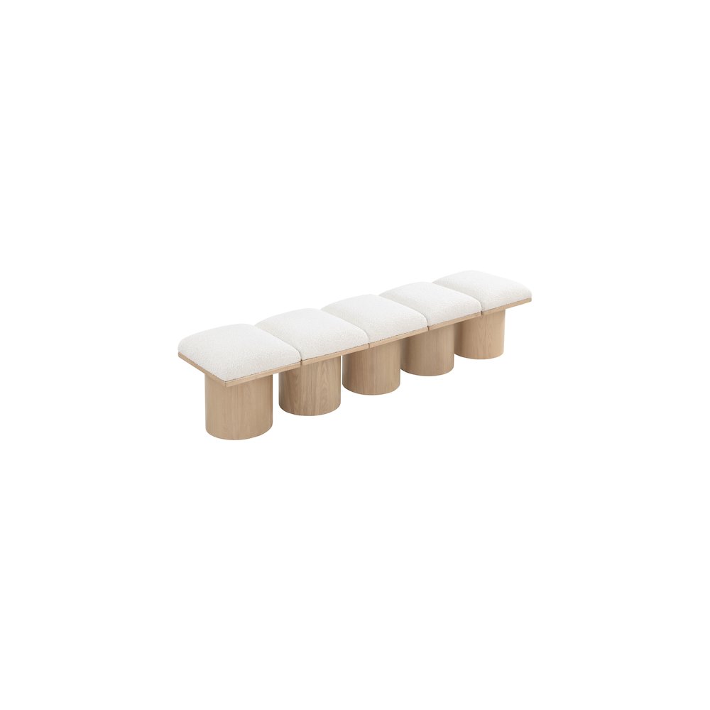 Pavilion Cream Boucle Fabric Bench