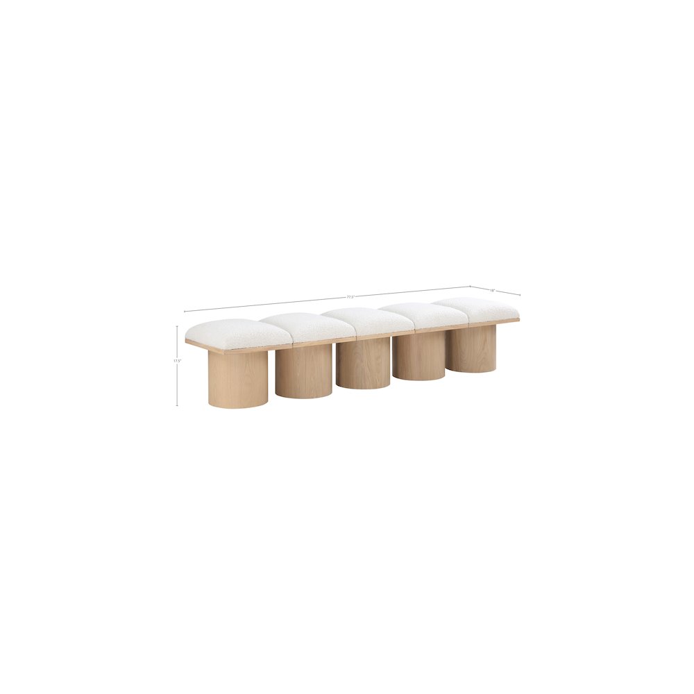 Pavilion Cream Boucle Fabric Bench