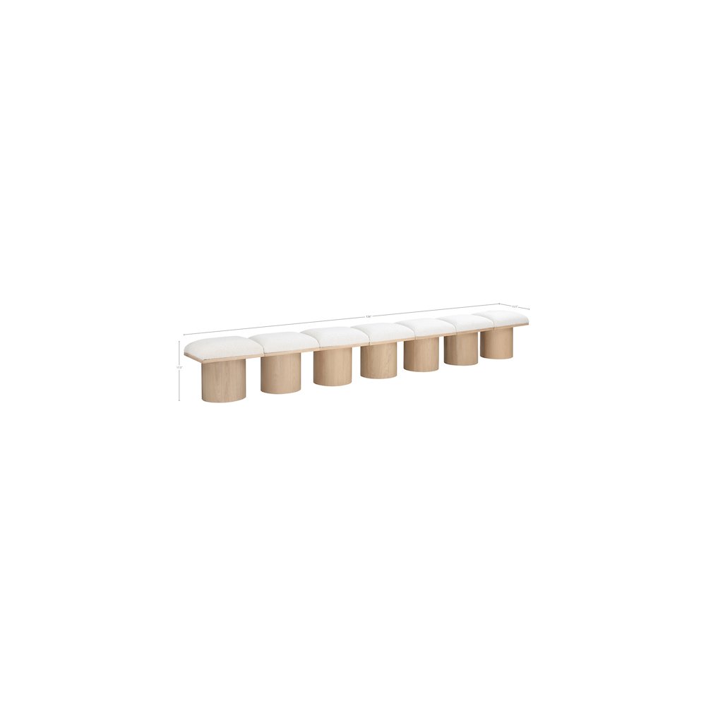 Pavilion Cream Boucle Fabric Bench