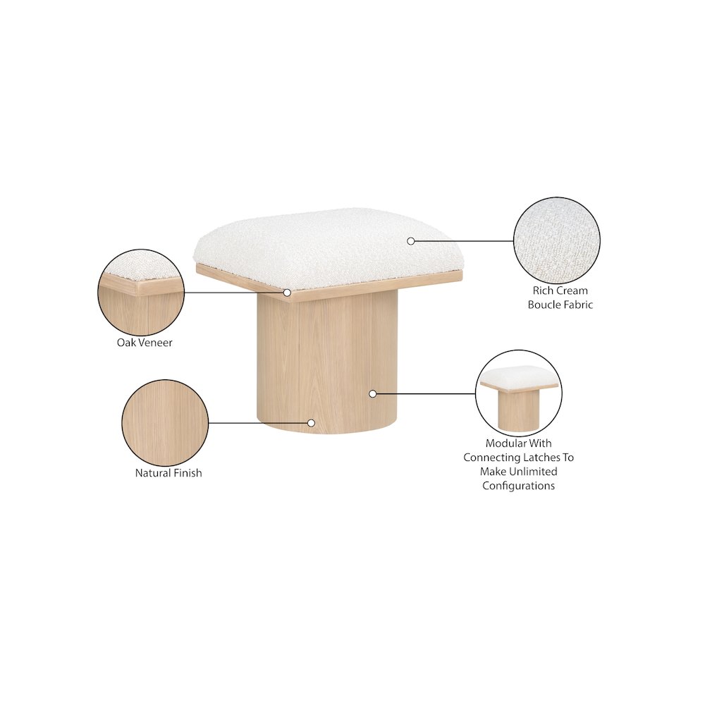Pavilion Cream Boucle Fabric Bench/Stool