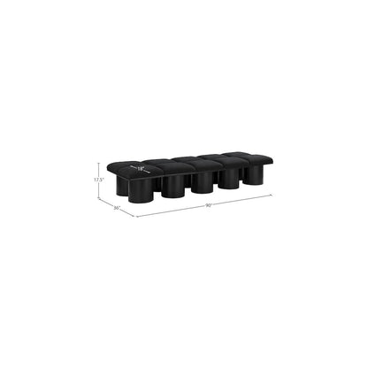 Pavilion Black Boucle Fabric Bench