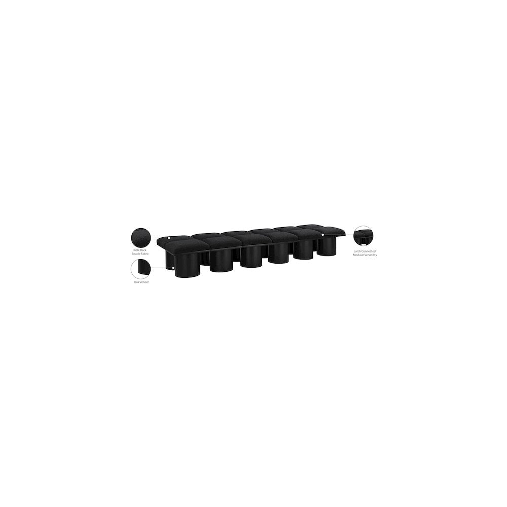 Pavilion Black Boucle Fabric Bench