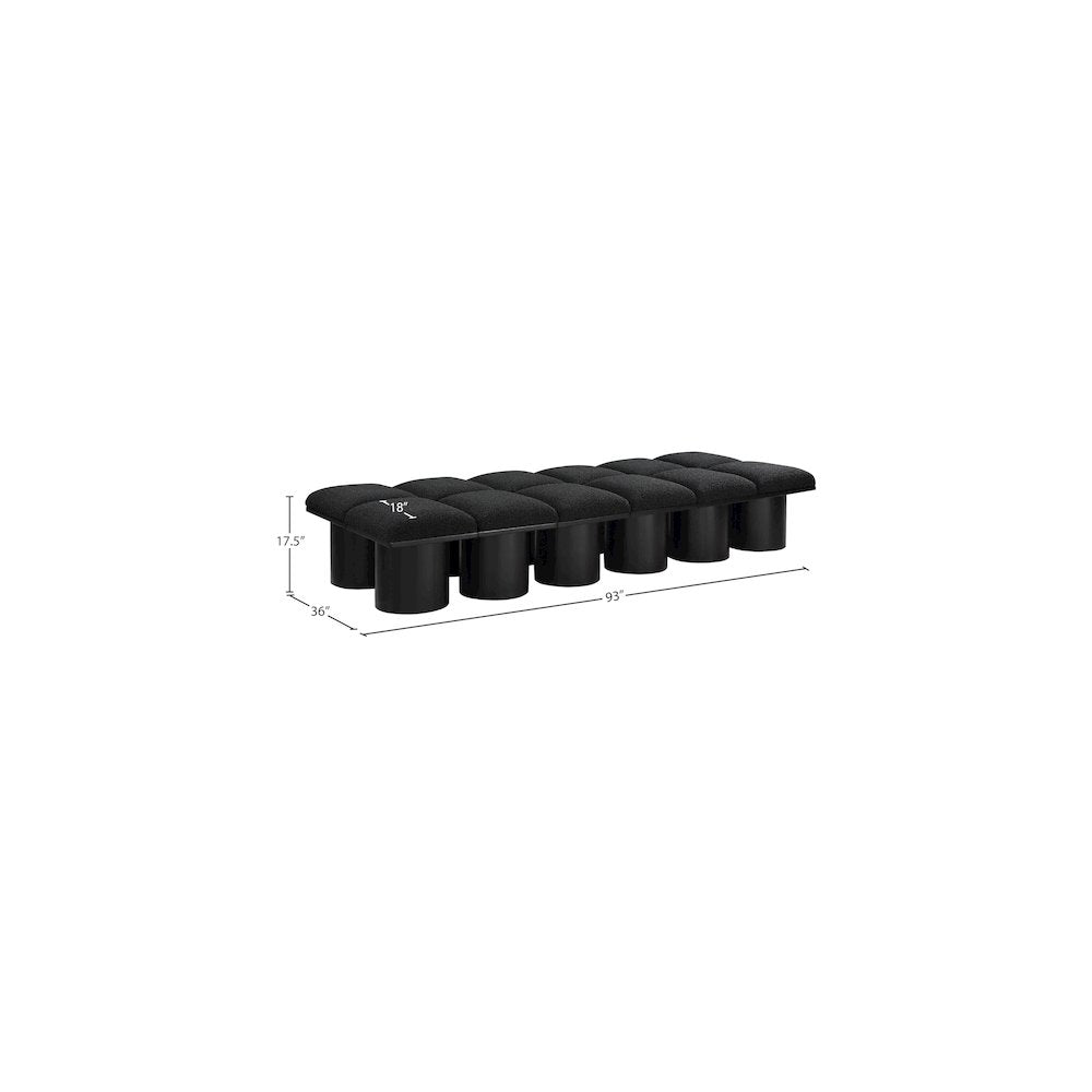 Pavilion Black Boucle Fabric Bench