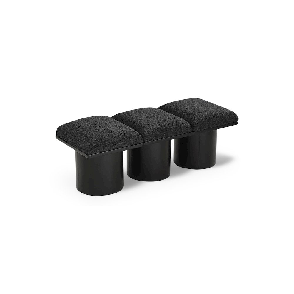 Pavilion Black Boucle Fabric Bench