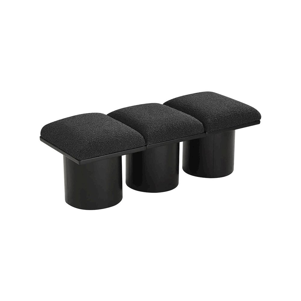Pavilion Black Boucle Fabric Bench
