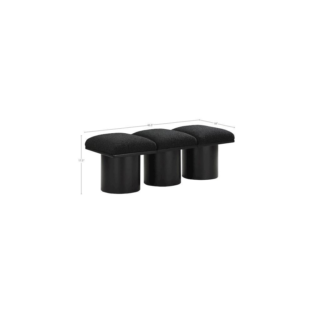 Pavilion Black Boucle Fabric Bench