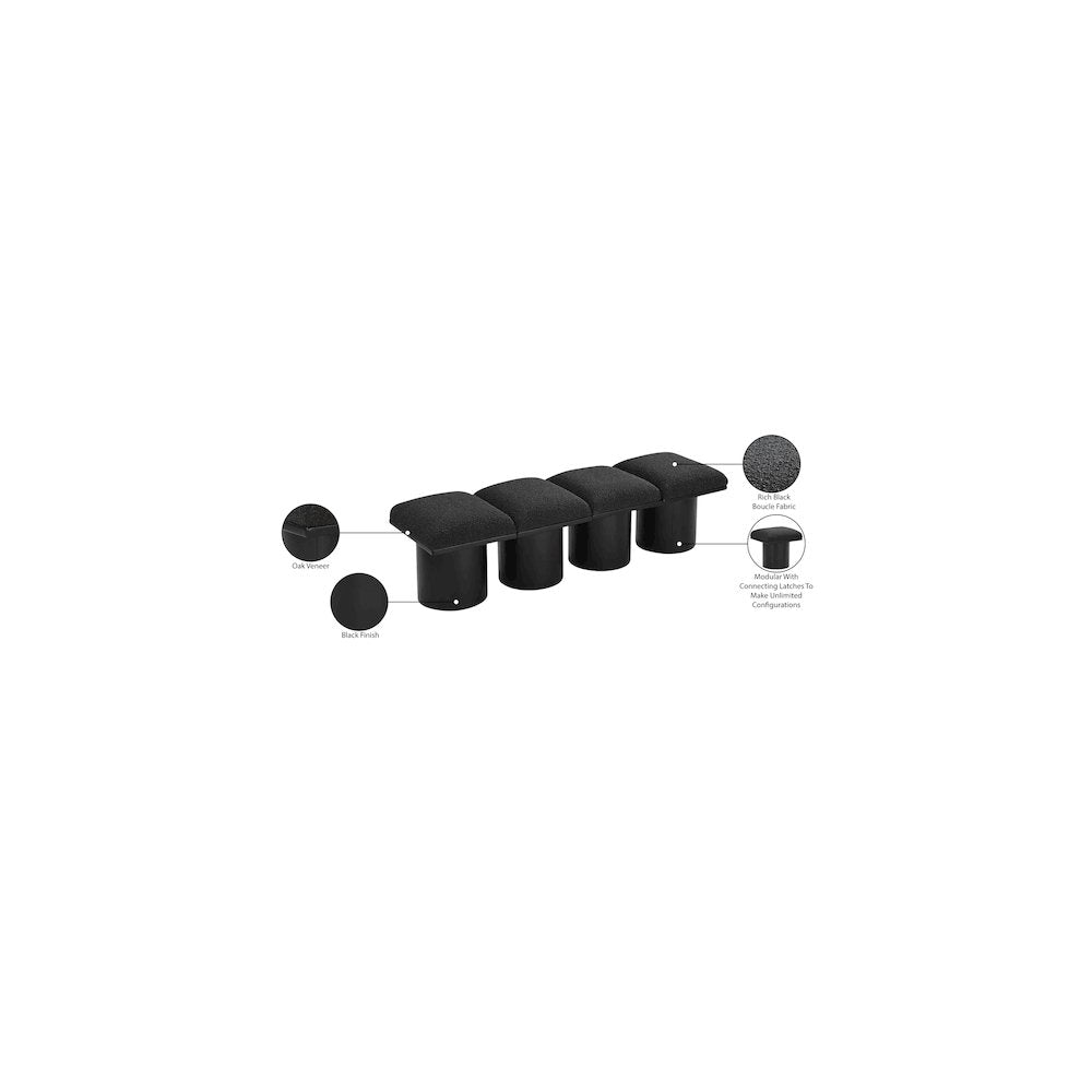 Pavilion Black Boucle Fabric Bench