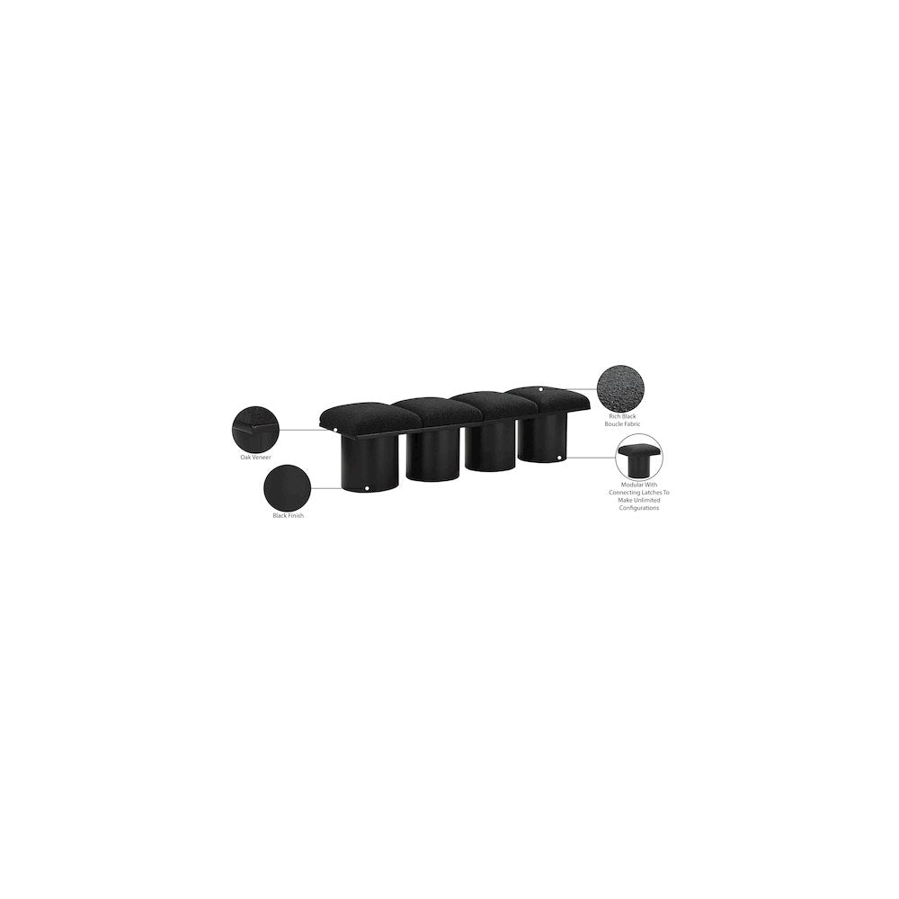 Pavilion Black Boucle Fabric Bench