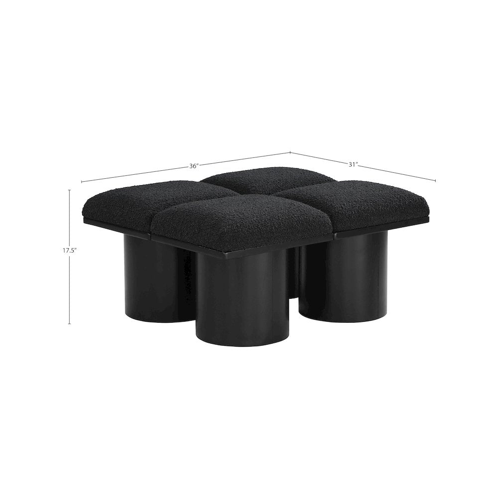 Pavilion Black Boucle Fabric Bench