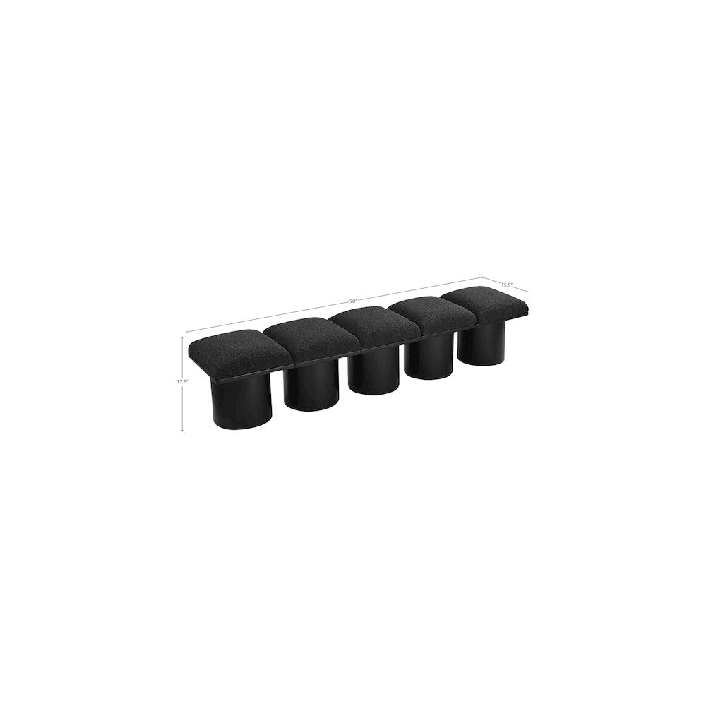 Pavilion Black Boucle Fabric Bench