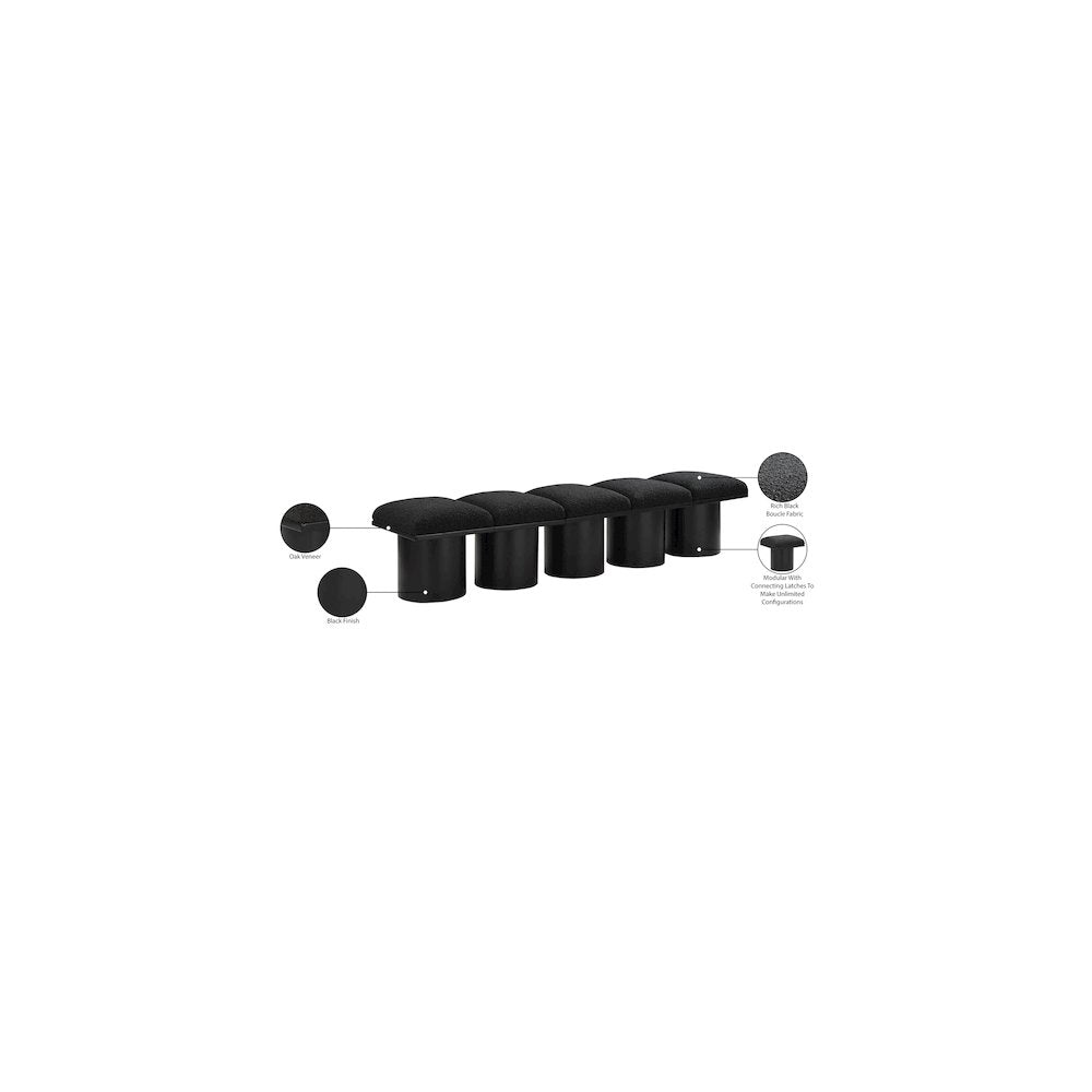 Pavilion Black Boucle Fabric Bench