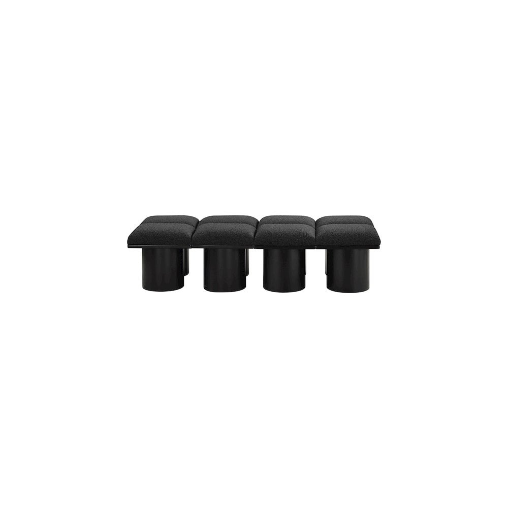 Pavilion Black Boucle Fabric Bench