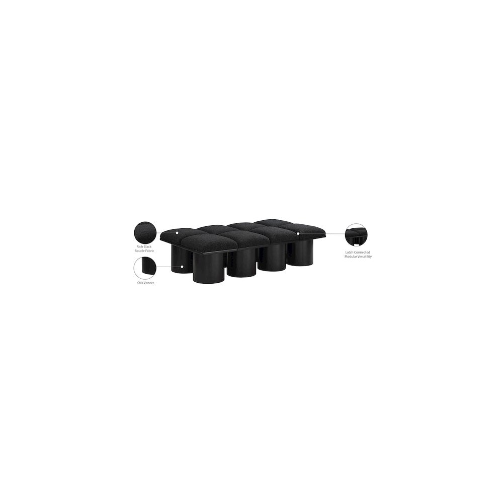 Pavilion Black Boucle Fabric Bench