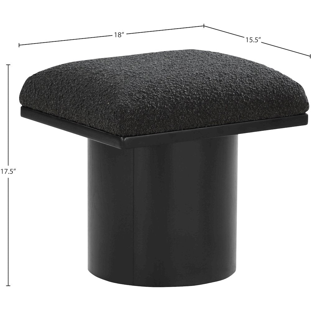 Pavilion Black Boucle Fabric Bench/Stool