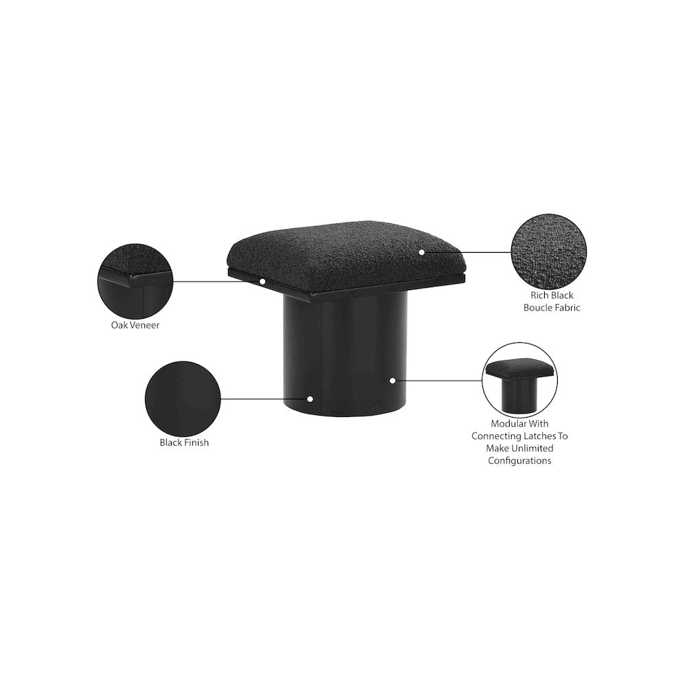 Pavilion Black Boucle Fabric Bench/Stool