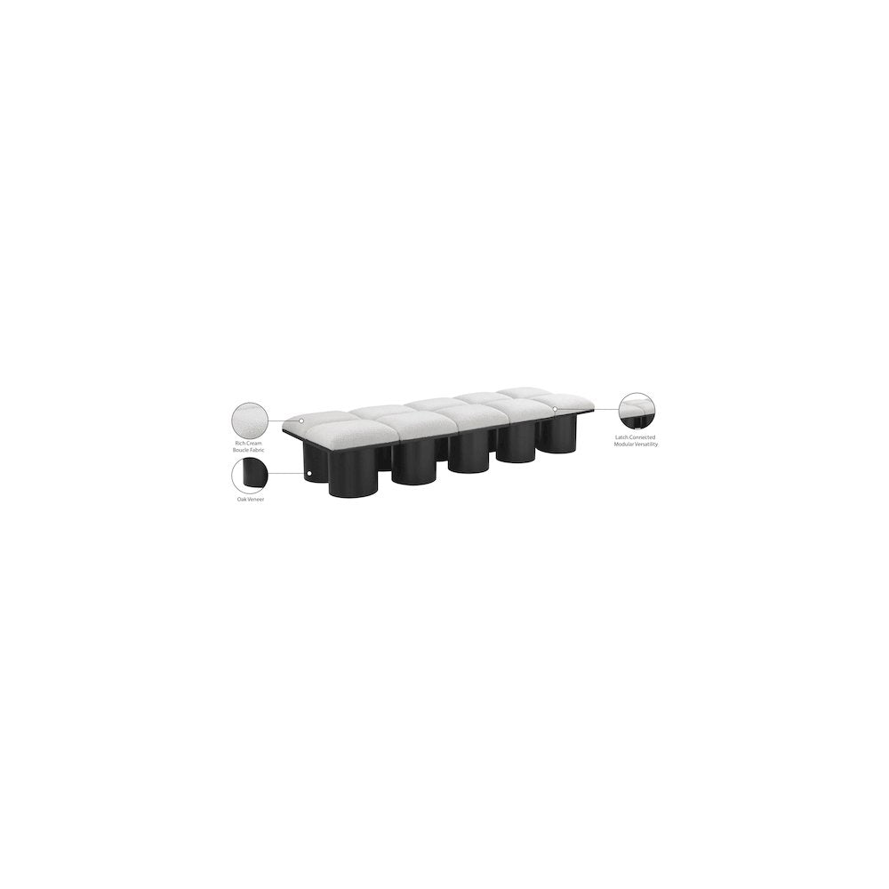 Pavilion Cream Boucle Fabric Bench