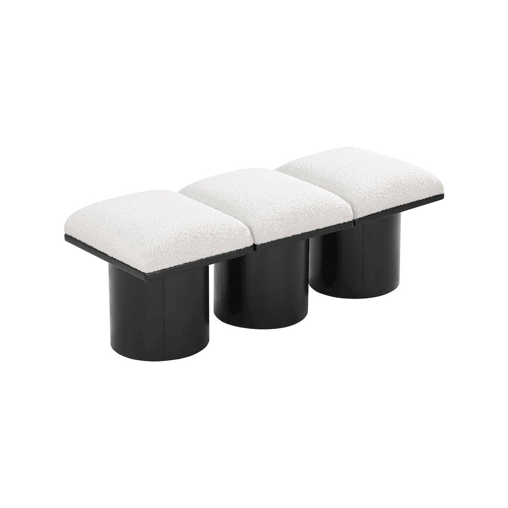 Pavilion Cream Boucle Fabric Bench