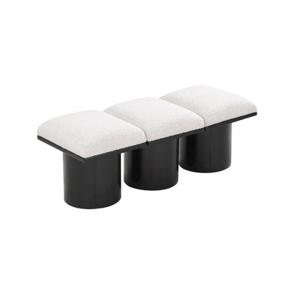 Pavilion Cream Boucle Fabric Bench