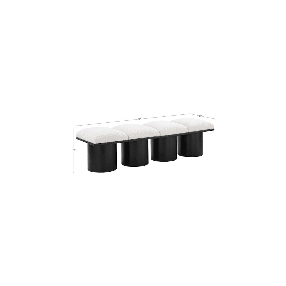 Pavilion Cream Boucle Fabric Bench