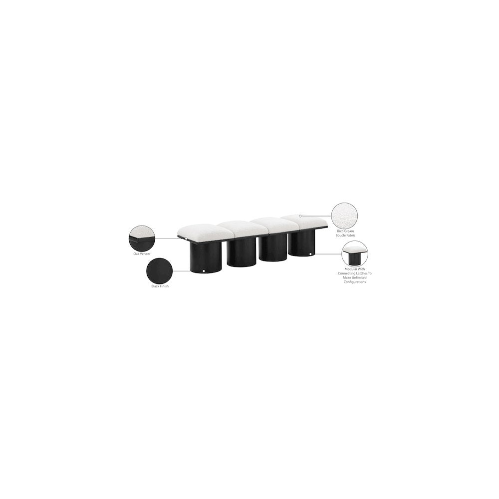 Pavilion Cream Boucle Fabric Bench