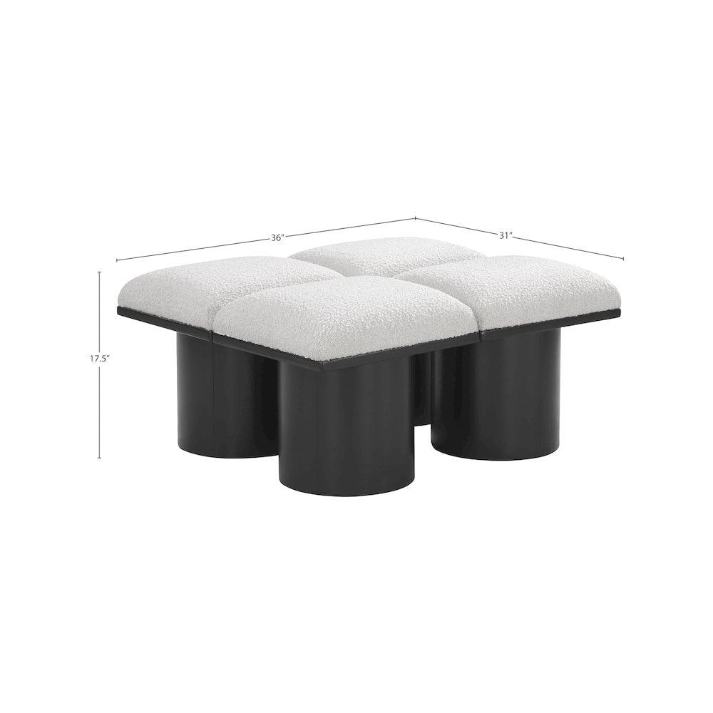 Pavilion Cream Boucle Fabric Bench