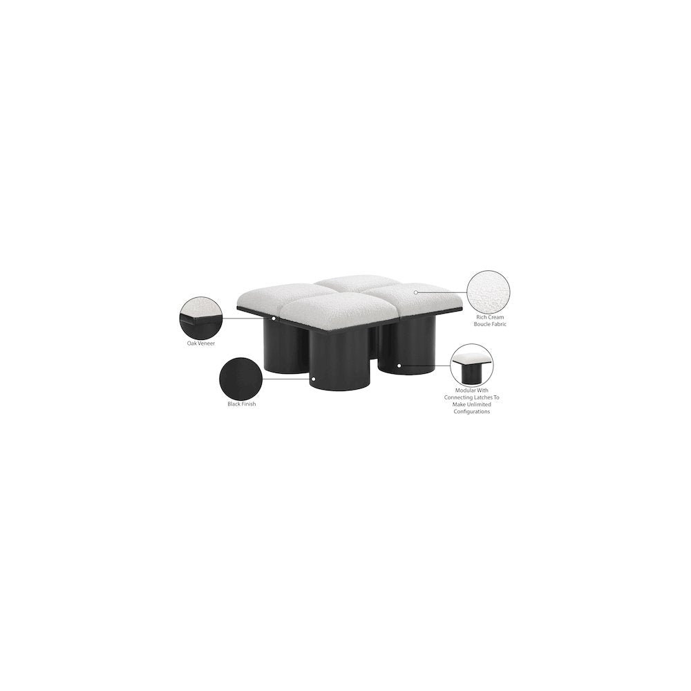 Pavilion Cream Boucle Fabric Bench