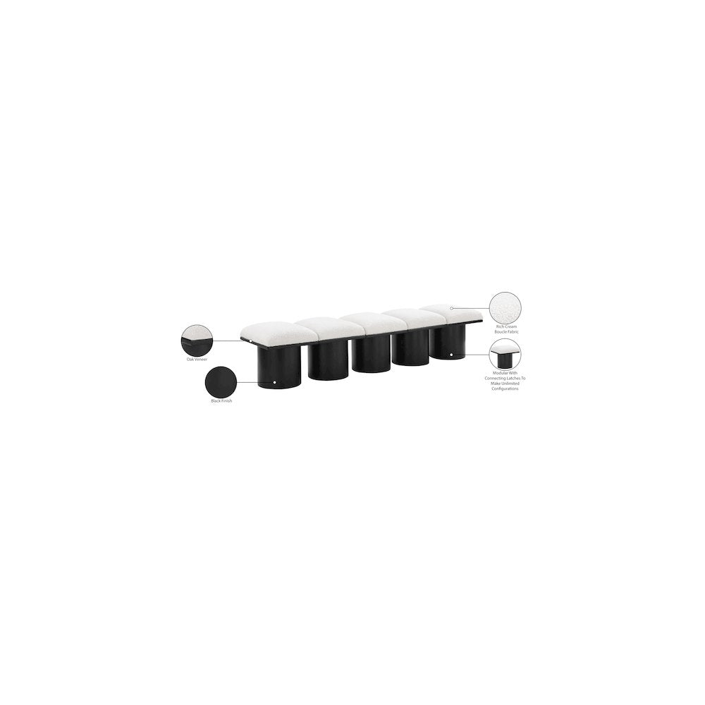 Pavilion Cream Boucle Fabric Bench
