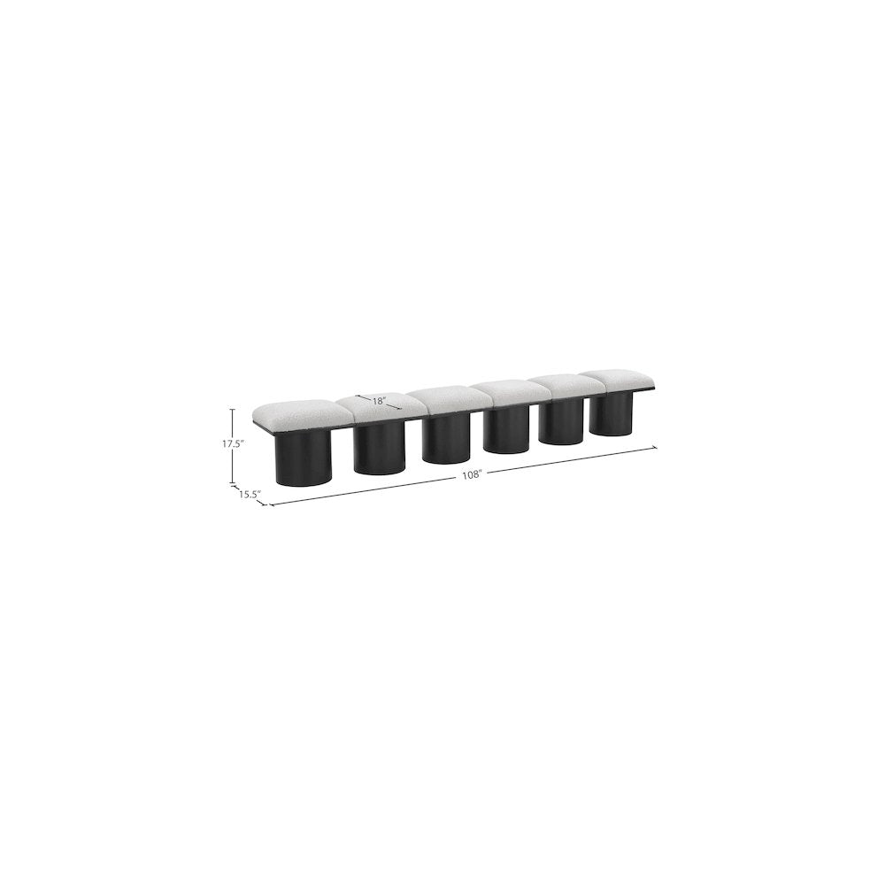Pavilion Cream Boucle Fabric Bench