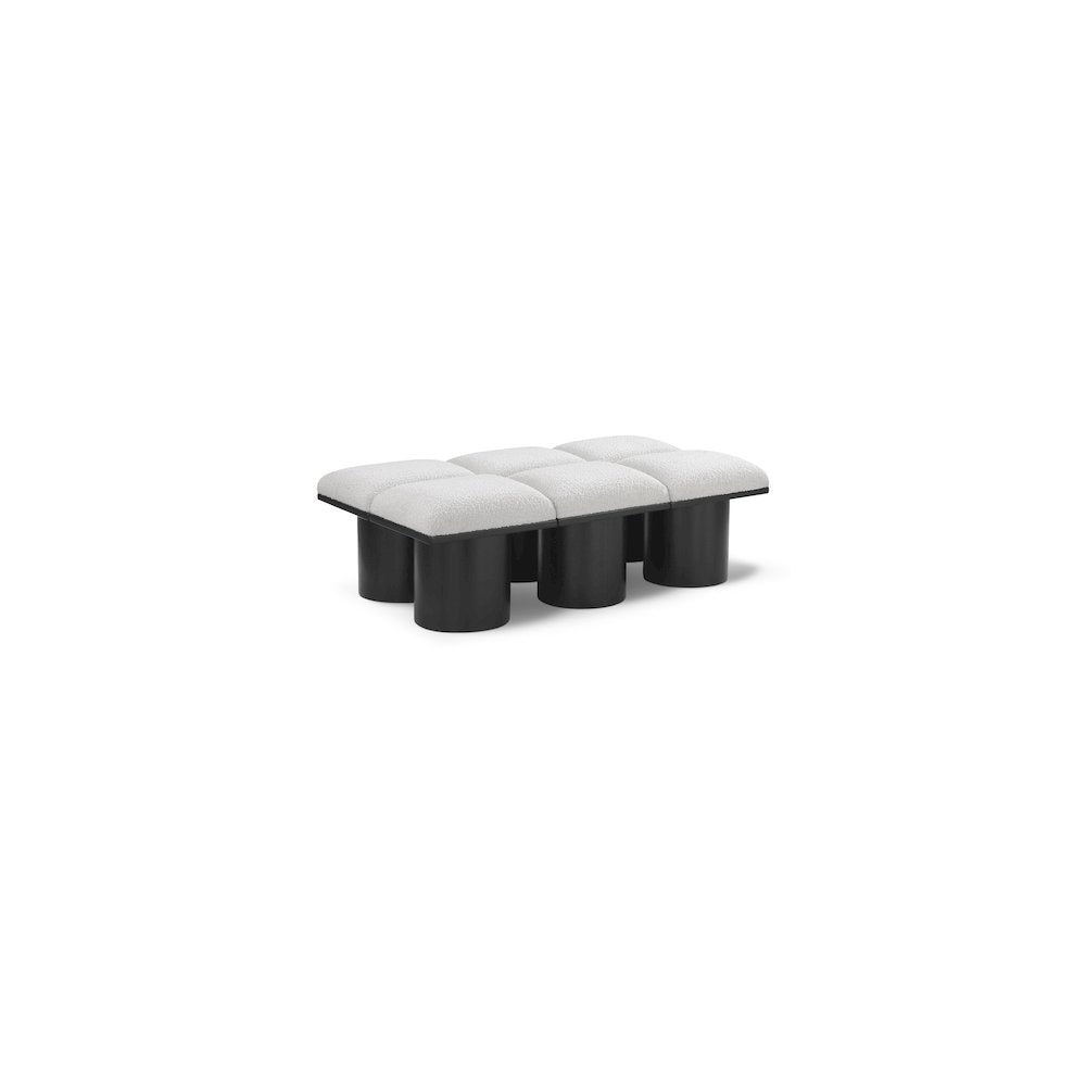Pavilion Cream Boucle Fabric Bench