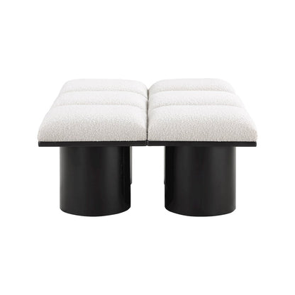Pavilion Cream Boucle Fabric Bench
