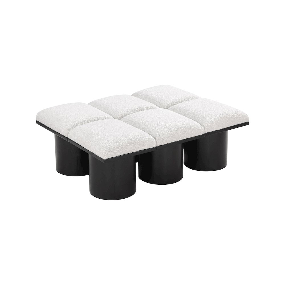 Pavilion Cream Boucle Fabric Bench