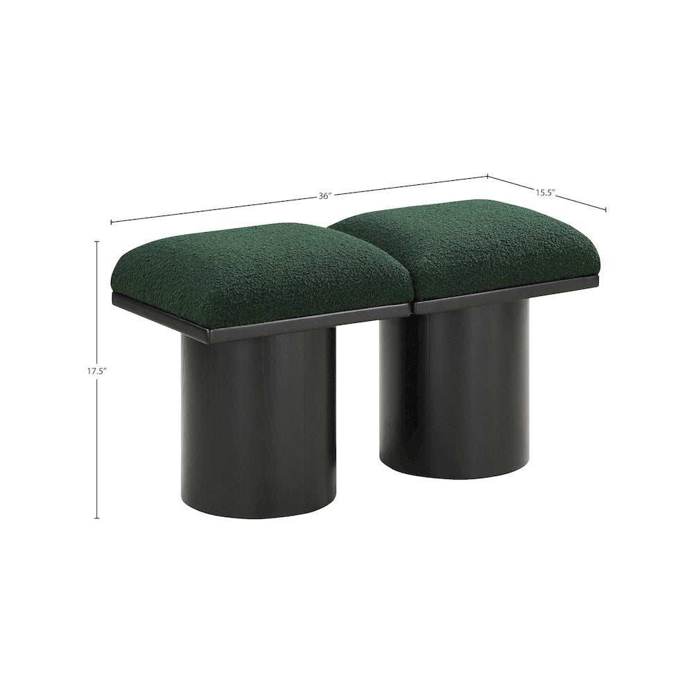 Pavilion Green Boucle Fabric Bench