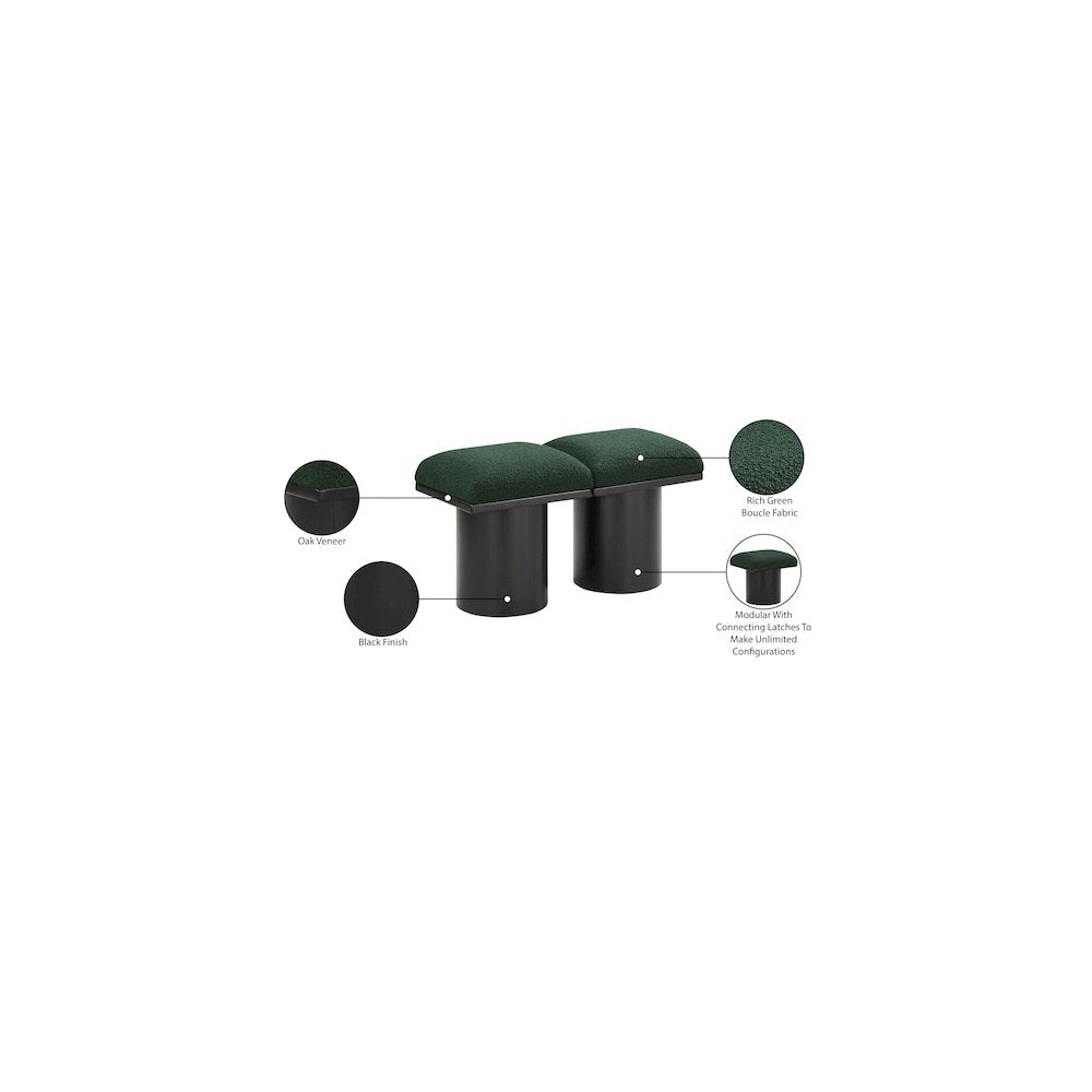 Pavilion Green Boucle Fabric Bench