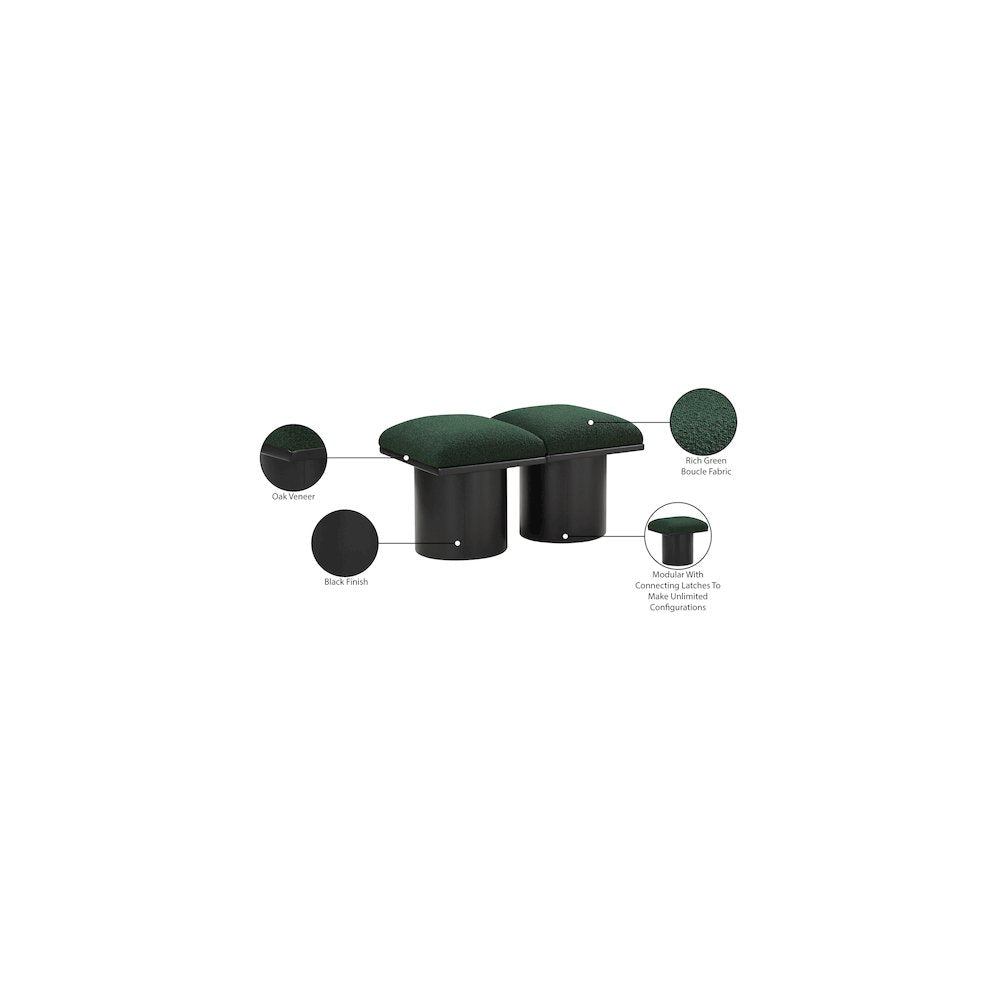 Pavilion Green Boucle Fabric Bench