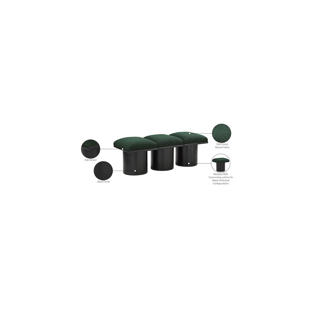 Pavilion Green Boucle Fabric Bench