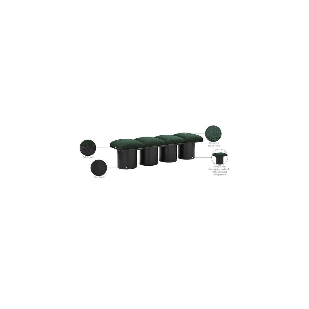 Pavilion Green Boucle Fabric Bench