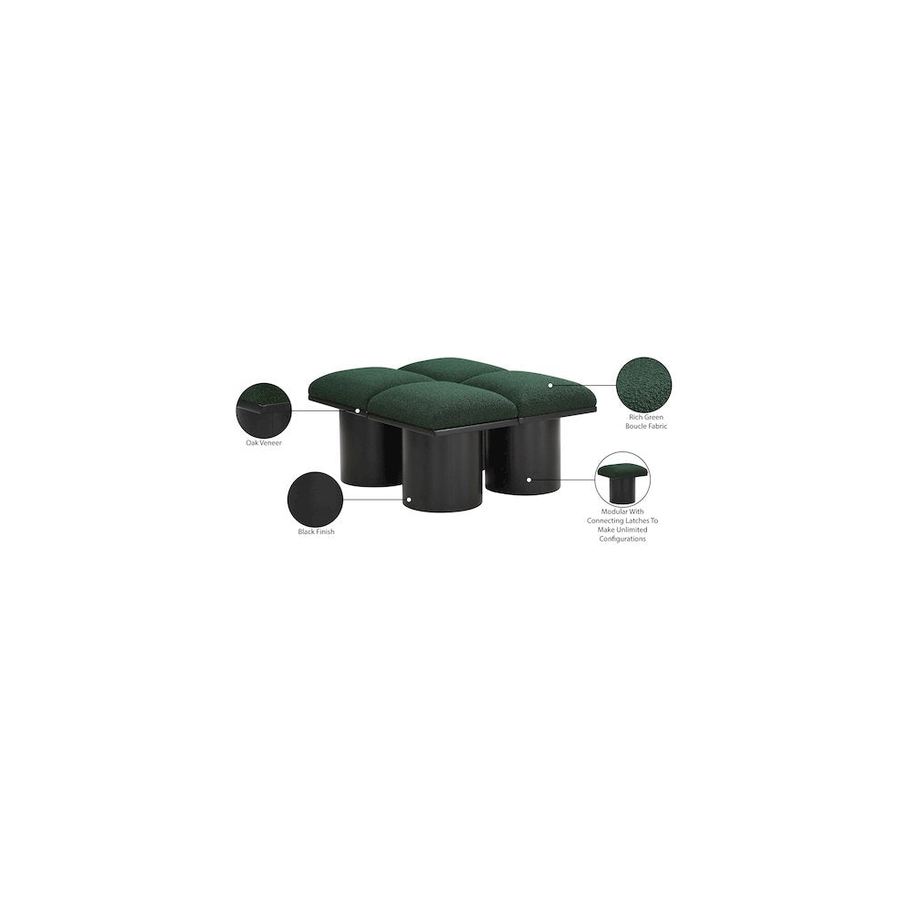 Pavilion Green Boucle Fabric Bench