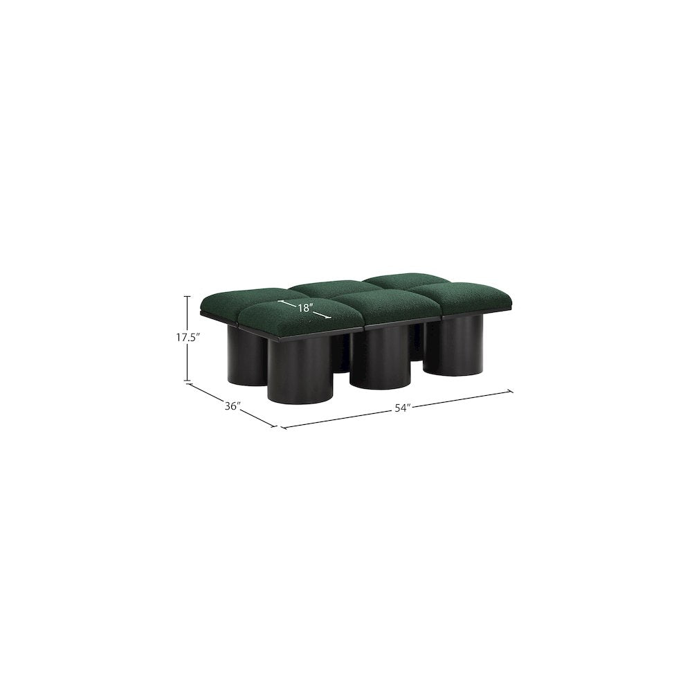 Pavilion Green Boucle Fabric Bench