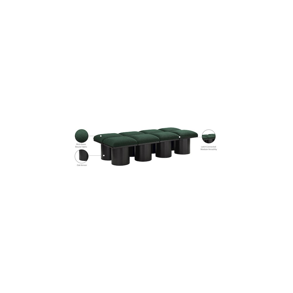 Pavilion Green Boucle Fabric Bench
