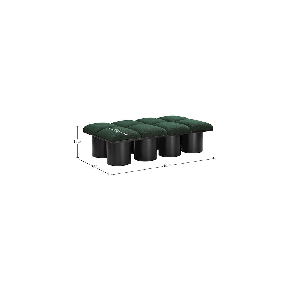 Pavilion Green Boucle Fabric Bench