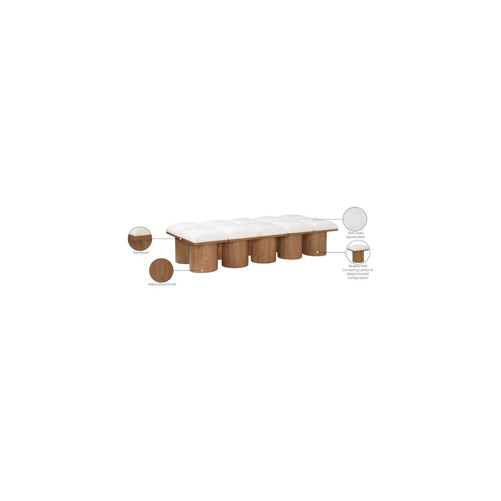 Pavilion Cream Boucle Fabric Bench